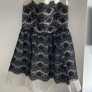 Black and white lace cocktail dress